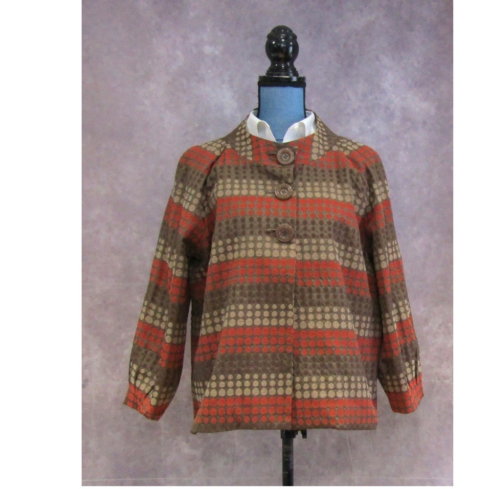 Scott Taylor Brown Orange Circle Pattern Blazer Xl - image 1